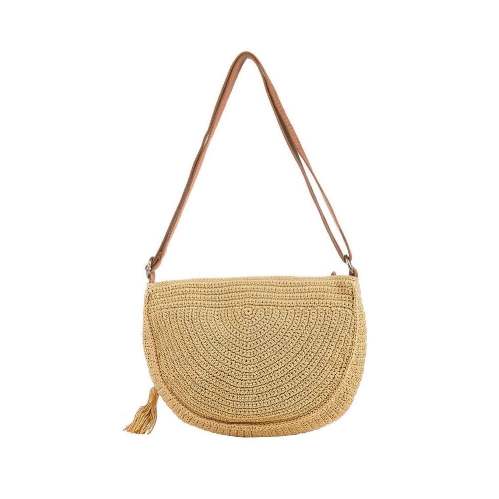 New! THE Sak Ryder Crochet Crescent Crossbody Bag Hobo Hand-Crocheted Bamboo Tan - Picture 3 of 8